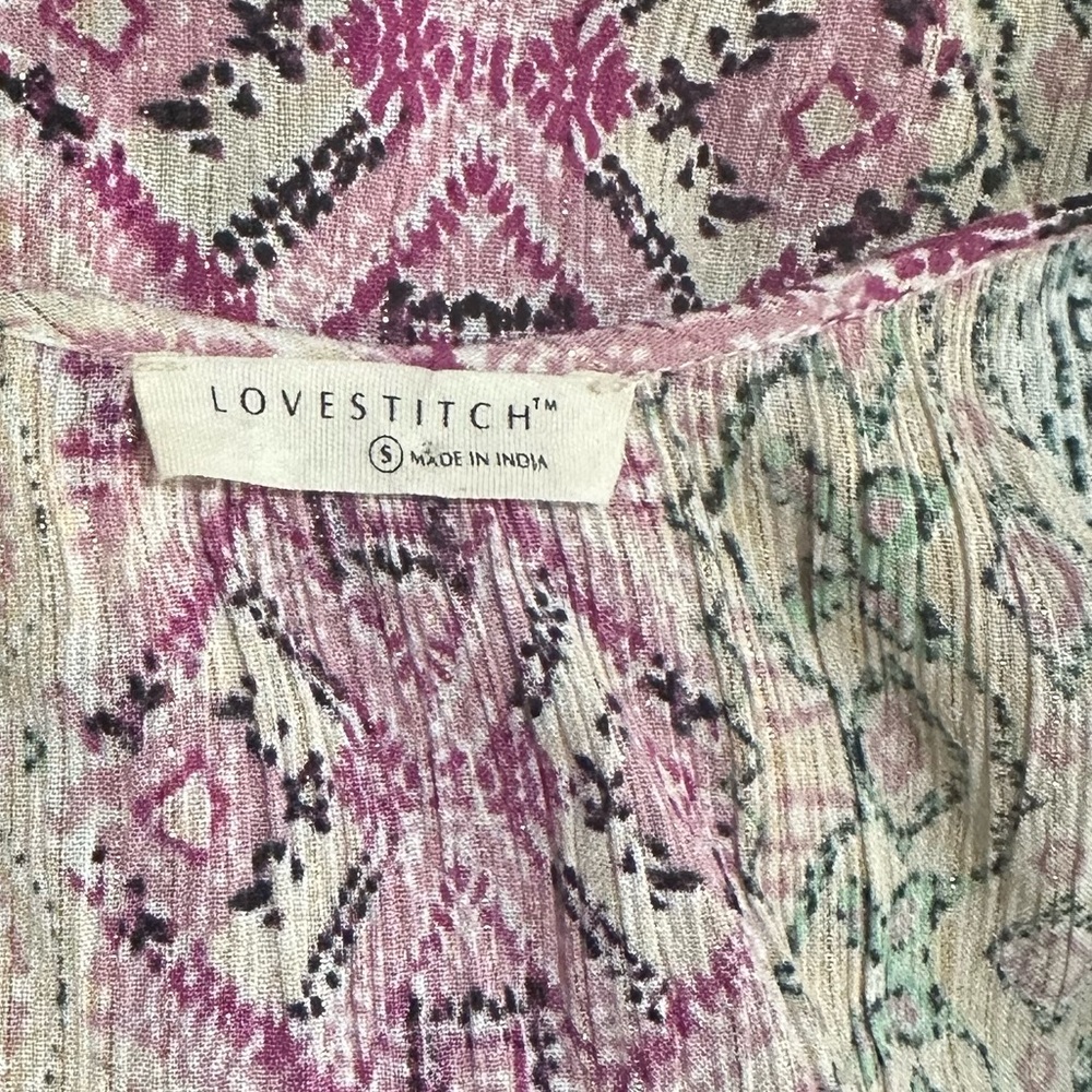 Lovestitch Teal and Pink Patterned patchwork boho prairie Maxi Dress Sz s - Picture 3 of 4